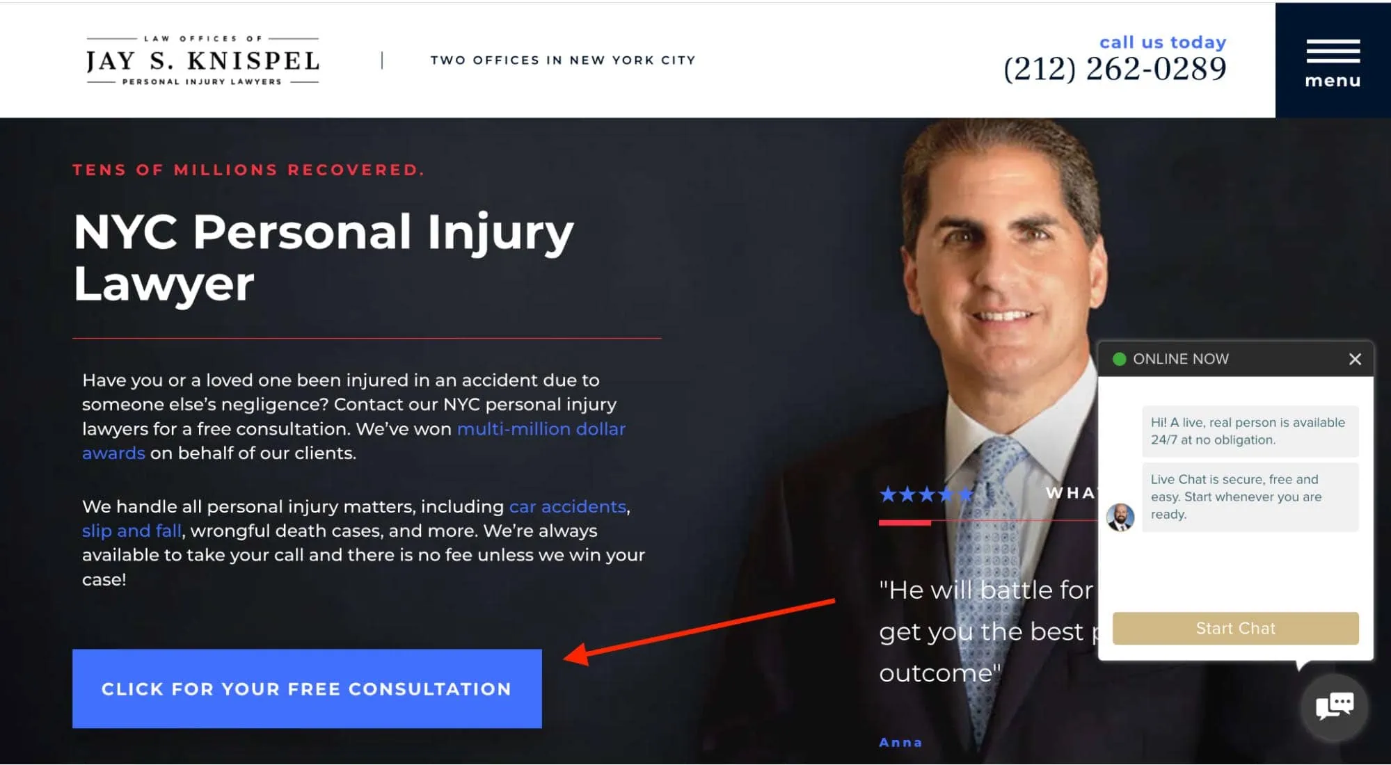 injury lawyer landing page